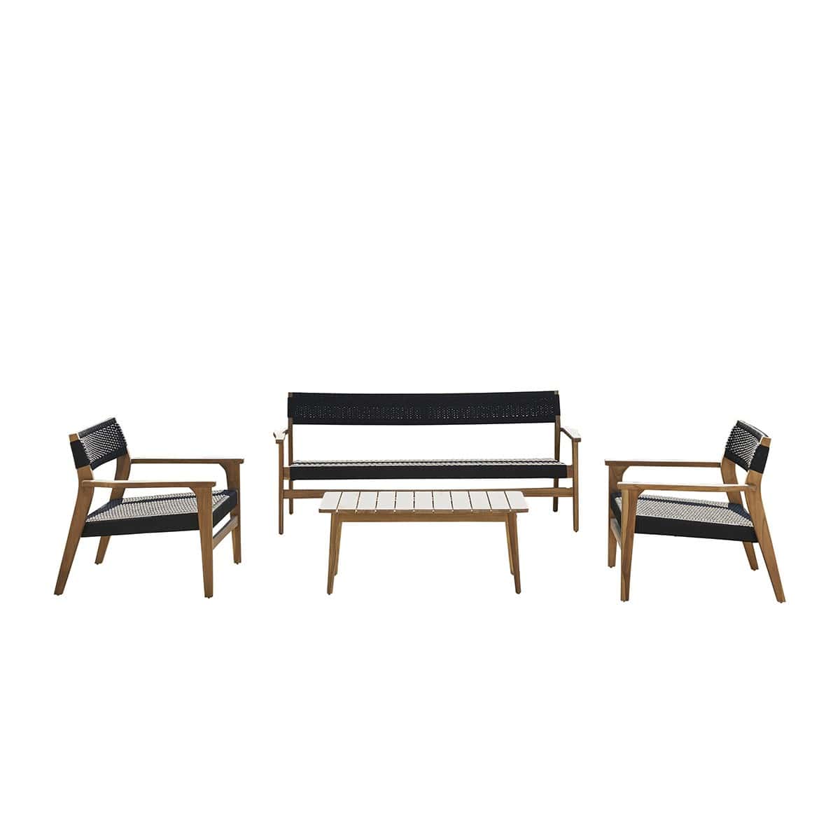 800047 Salon de jardin en teck massif et cordage Noir MANILLE 800047 Salon de jardin en teck massif et cordage Noir MANILLE