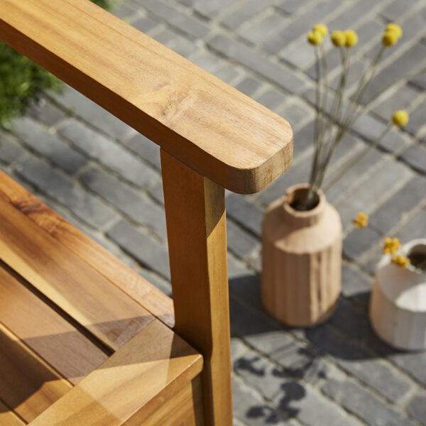 Banc de jardin coffre en bois d'acacia