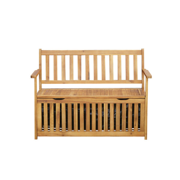 Banc de jardin coffre en bois d'acacia