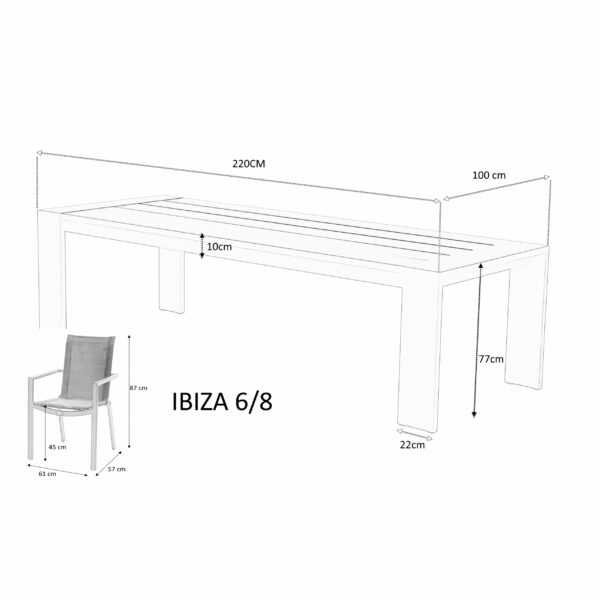 Ensemble Ibiza 6/8 Mobilier de Jardin alu Wilsa Garden