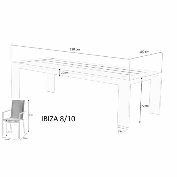 Ensemble Ibiza 8/10 places Mobilier de Jardin alu Wilsa Garden