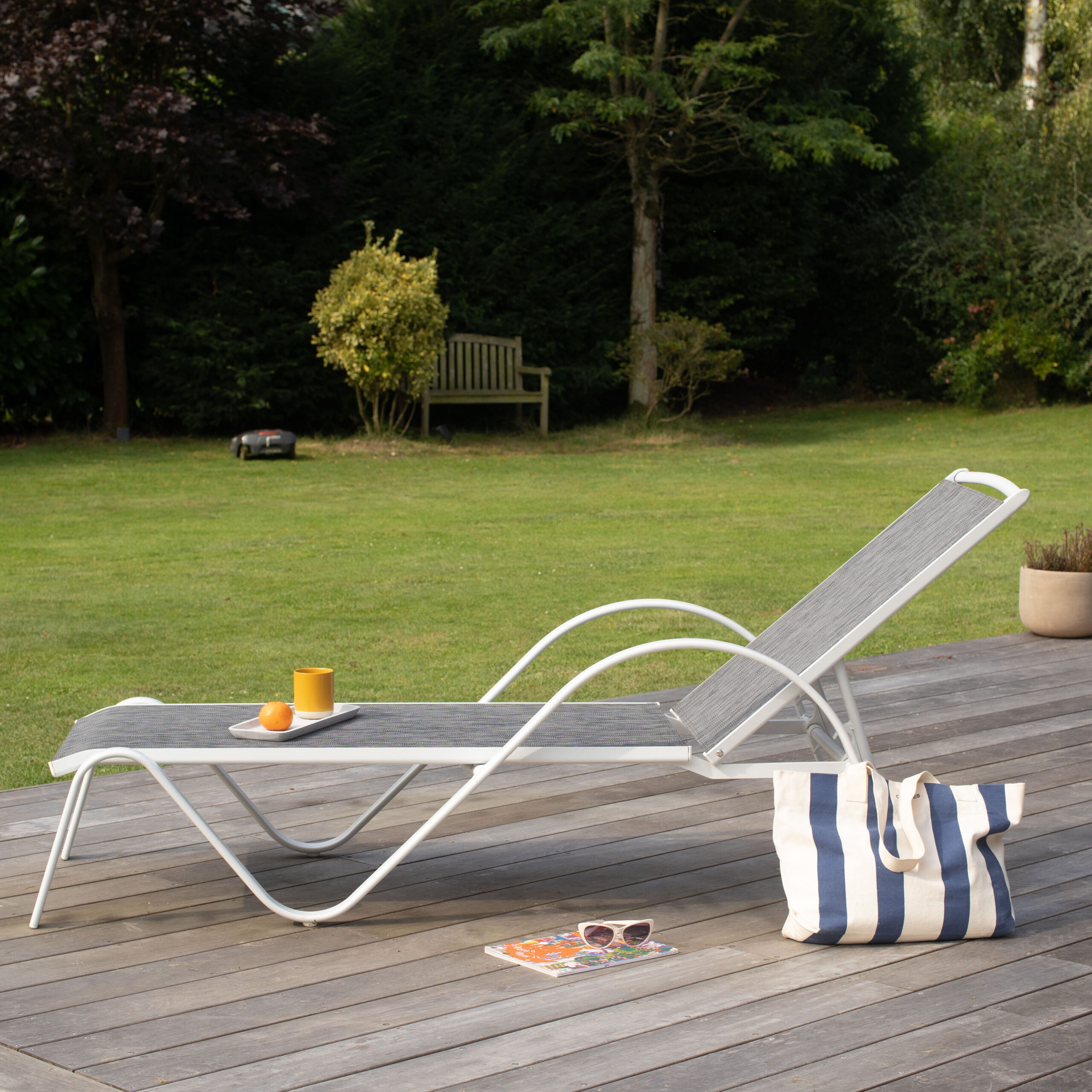 Bain de soleil SUNSET blanc 601029 Bain de soleil dossier inclinable blanc