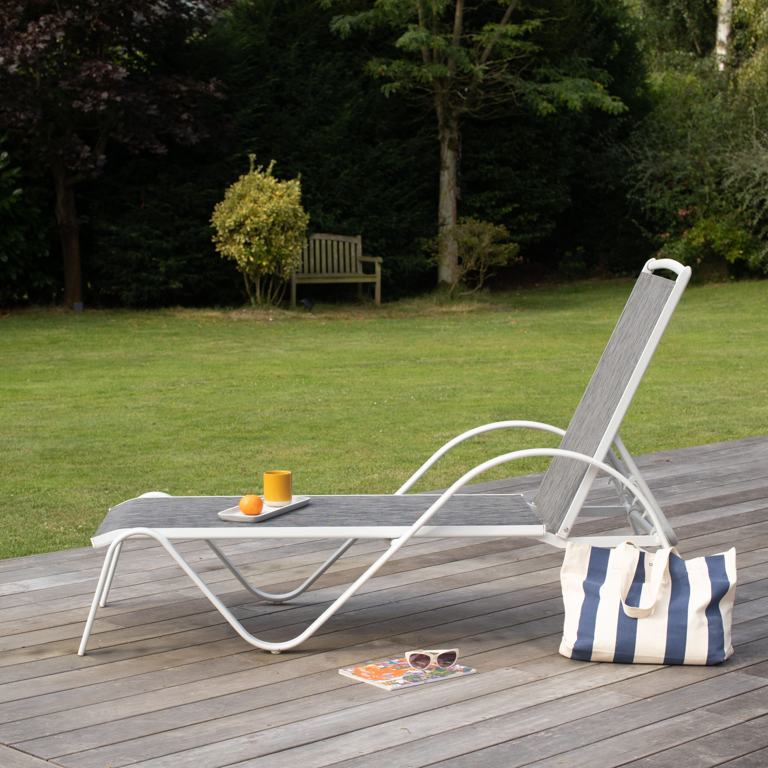 Bain de soleil SUNSET blanc 601029 Bain de soleil inclinable blanc