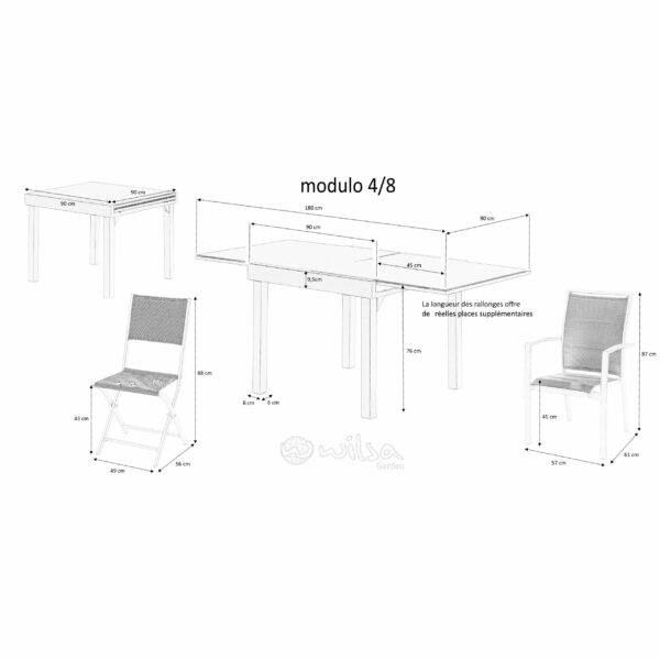 Ensemble Modulo 4/8 Mobilier Alu Wilsa Garden