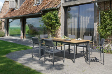 salon de jardin alu et bois teck